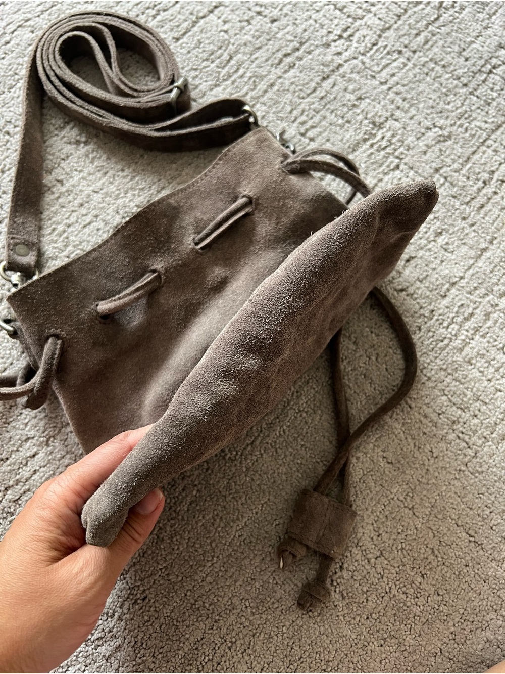 Free People Suede Drawstring Bucket Bag - Picture 6 of 12